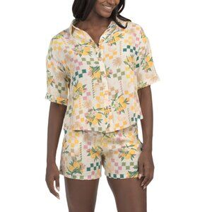 EAST OF JUNE Orange Tropical Woven Top